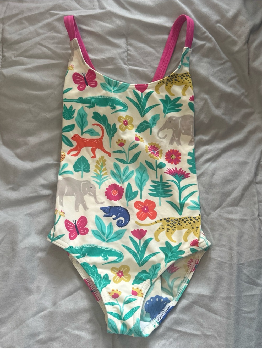Mini Boden, Vibrant Safari Girls Swimsuit Size 2 To 3 Years